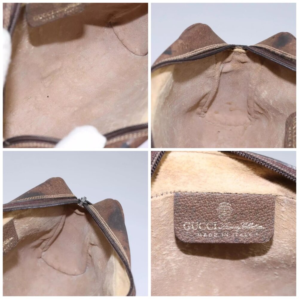 GUCCI GG Supreme Web Sherry Line Clutch Bag PVC Beige Red Green Auth - Picture 15 of 16